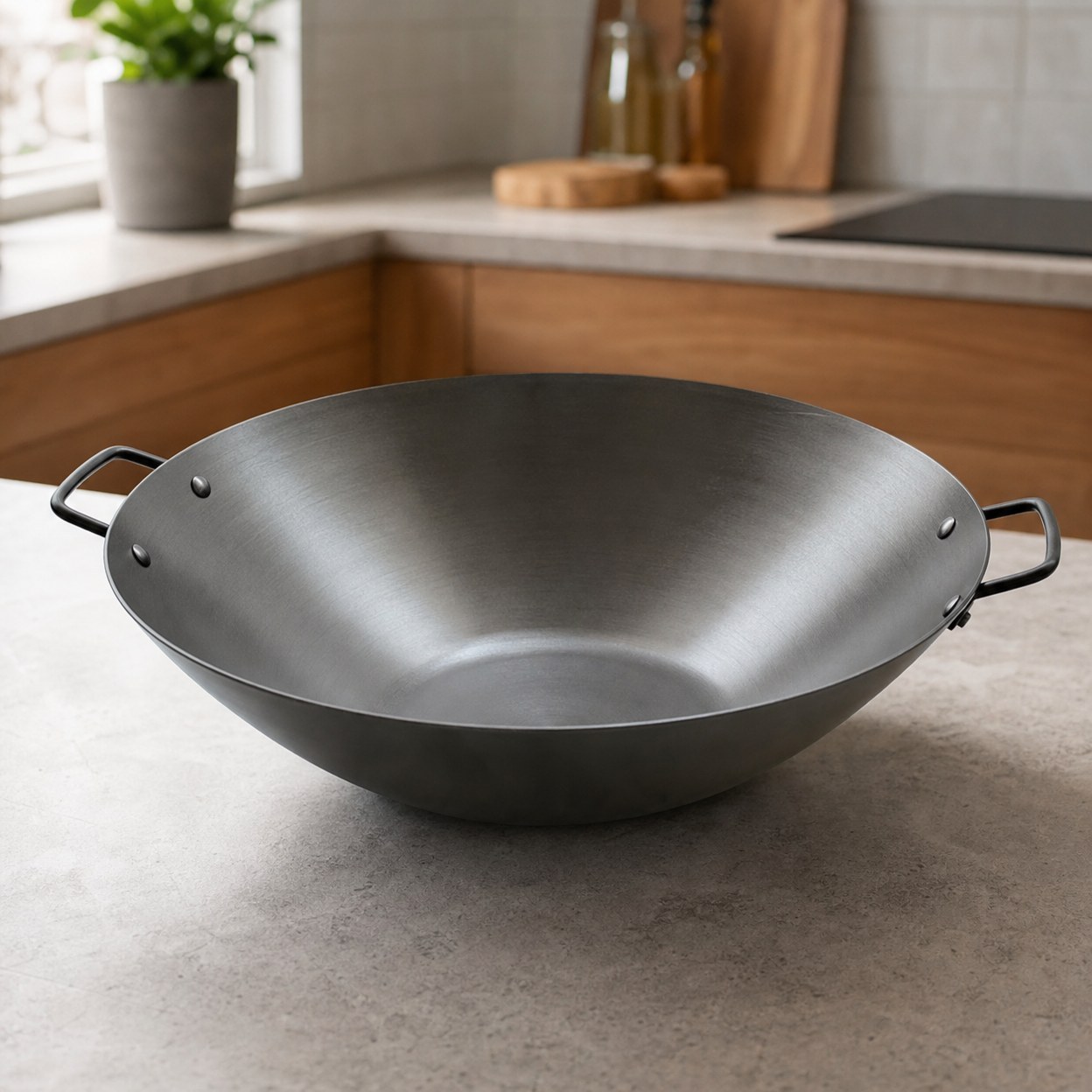 Babish 14 inch flat-bottom carbon steel wok, budget pick for electric stove cooking