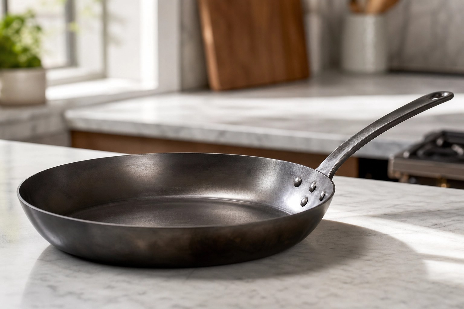 de Buyer Mineral B carbon steel fry pan as a long-lasting non-stick alternative
