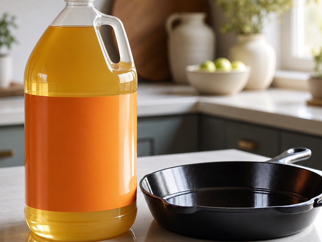 Evapo-Rust 128oz jug with orange label for soaking rusty cast iron pans