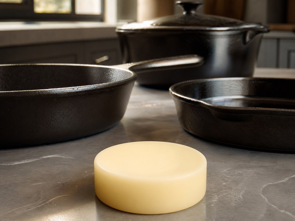 Crisbee seasoning puck for cast iron and carbon steel maintenance