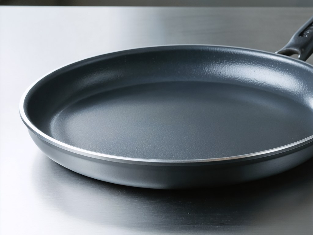 Close-up of a hard-anodized pan rim showing the layered dark finish and thick reinforced wall profile