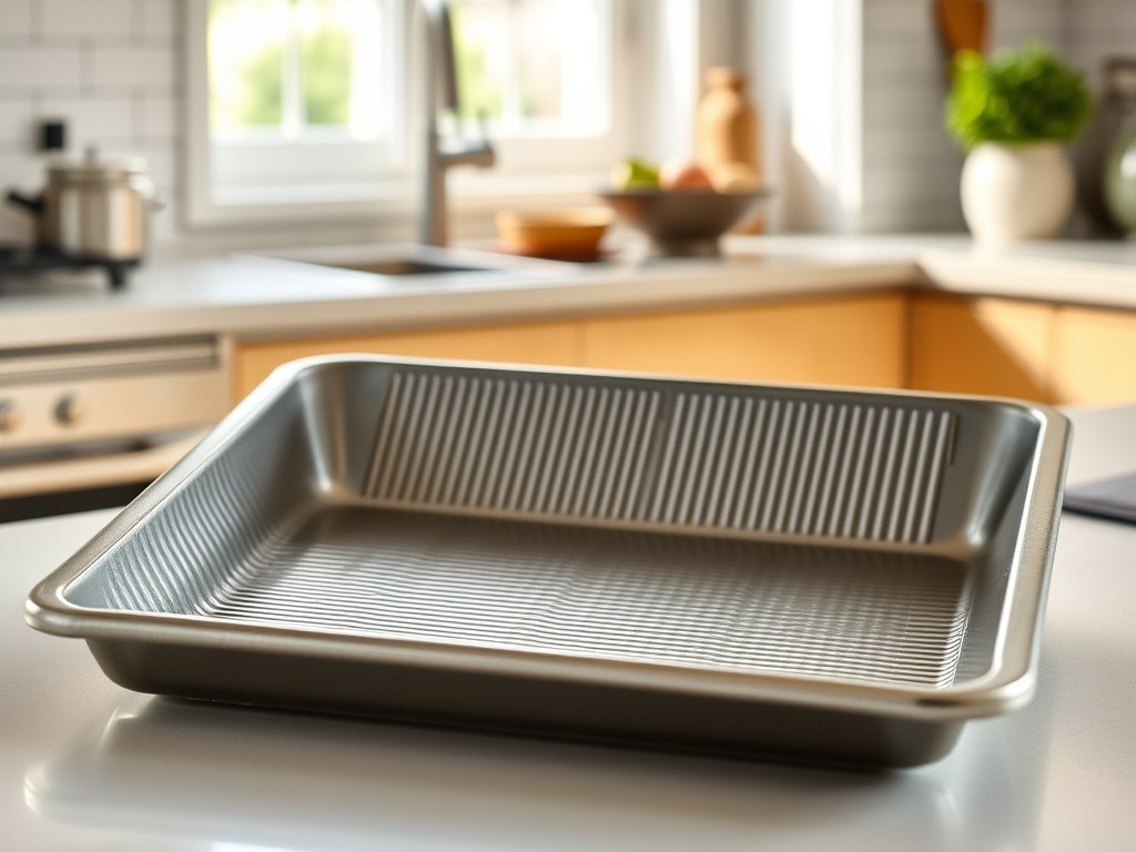 USA Pan half sheet with corrugated nonstick surface and raised edges for warp-resistant baking