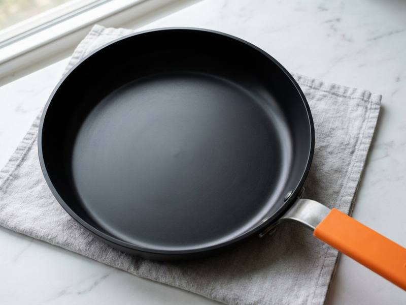 A 12-inch carbon steel skillet showing its full flat cooking surface from above