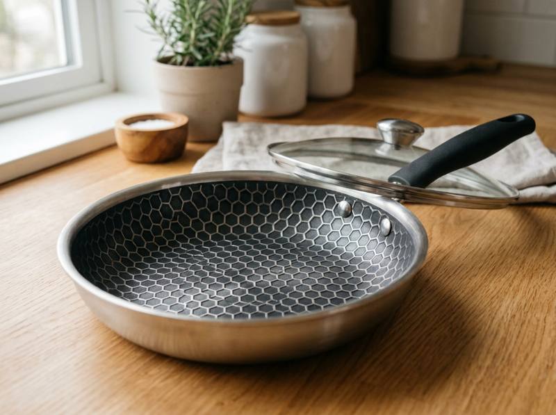 HexClad Hybrid Nonstick Frying Pan, 7-Inch with Lid
